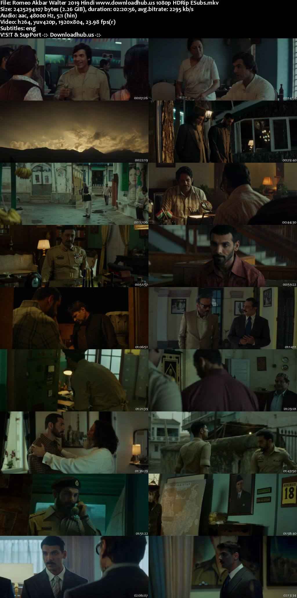 Romeo Akbar Walter 2019 Hindi Movie DD5.1 1080p 720p 480p HDRip ESubs x264 HEVC