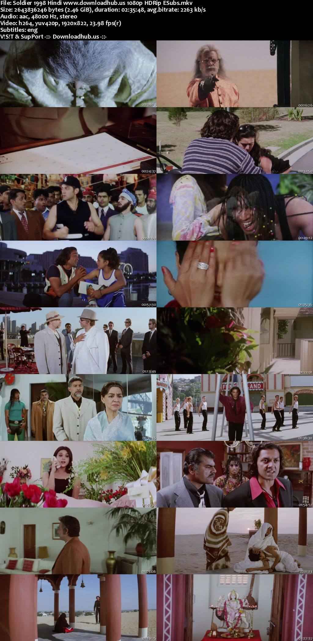 Soldier 1998 Hindi Movie DD2.0 1080p 720p 480p HDRip ESubs x264 HEVC
