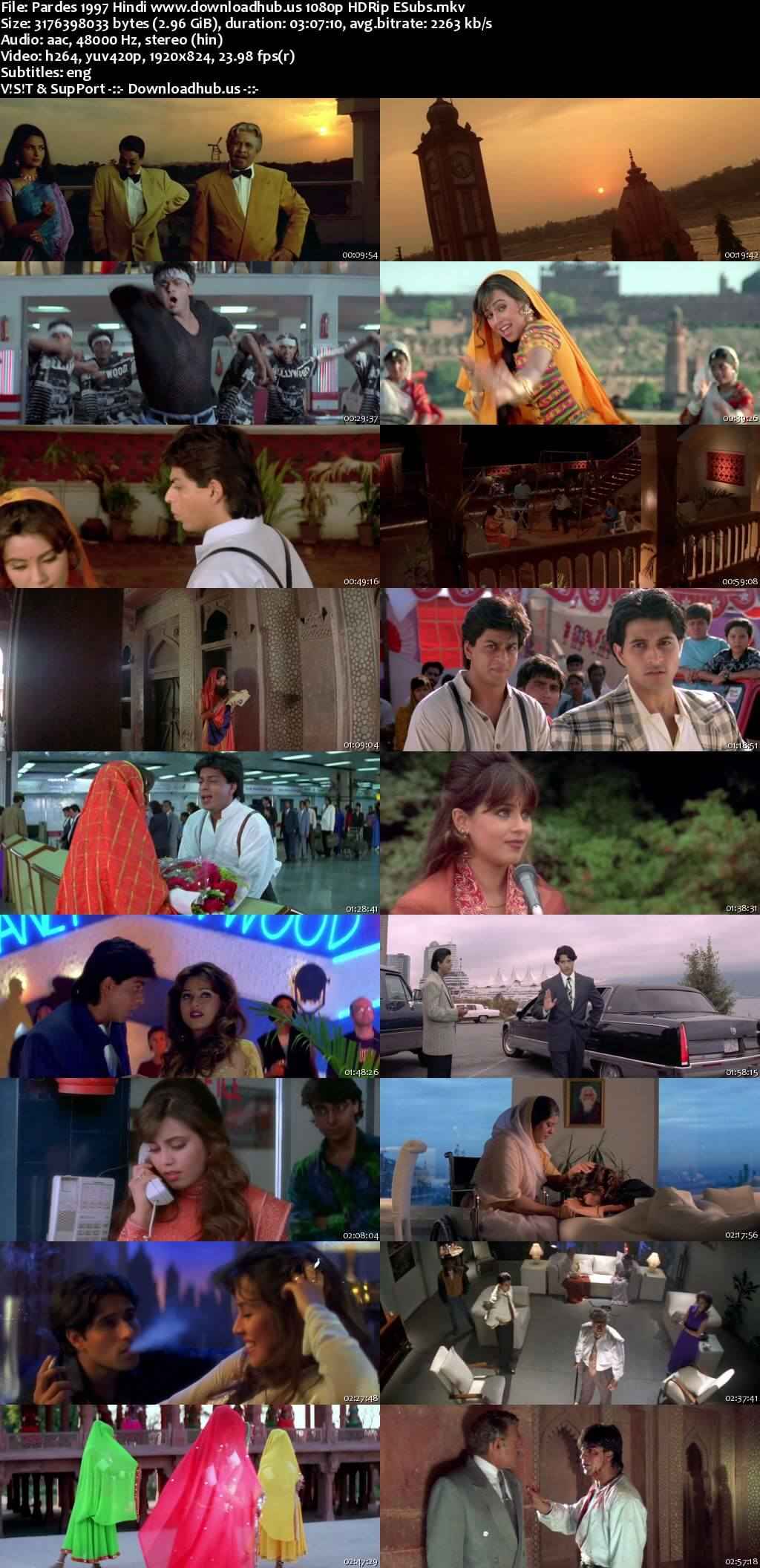 Pardes 1997 Hindi Movie DD2.0 1080p 720p 480p HDRip ESubs x264 HEVC