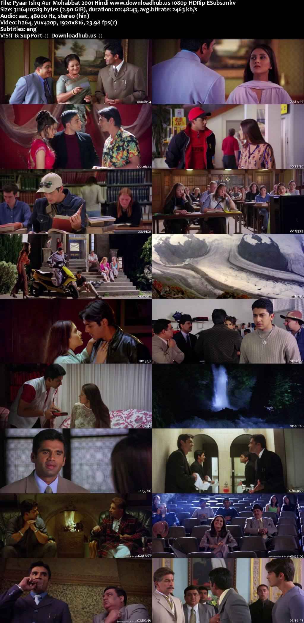 Pyaar Ishq Aur Mohabbat 2001 Hindi Movie DD2.0 1080p 720p 480p HDRip ESubs x264 HEVC