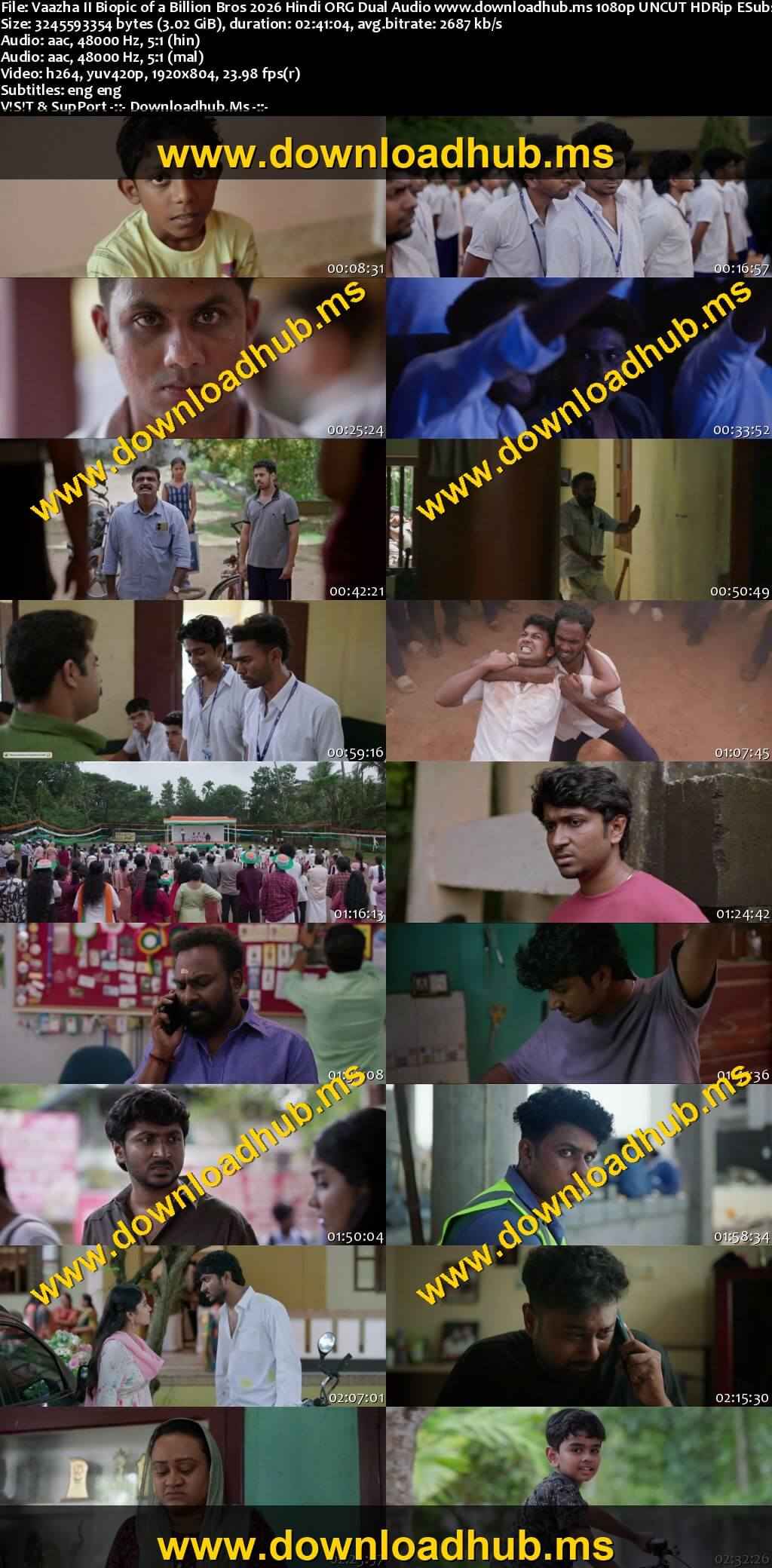 Vaazha II: Biopic of a Billion Bros 2026 Hindi ORG Dual Audio Movie DD5.1 4k 1080p 720p 480p UNCUT HDRip ESubs x264 HEVC